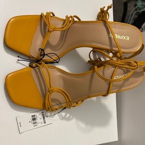Express Mustard Yellow Strappy Heels